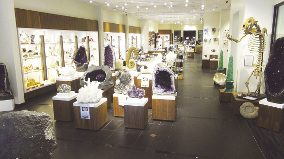 A mineral display at Astro Gallery of Gems on Fifth Avenue