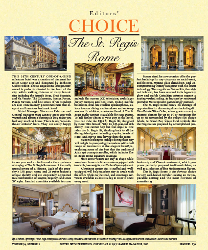 Editors Choice - The St. Regis Rome