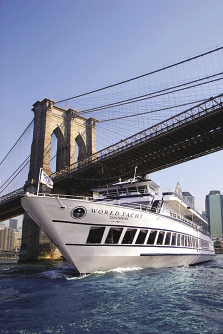 World Yacht Duchess under the Brooklyn Bridge