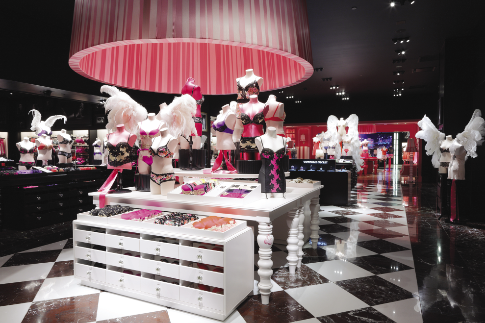 An interior display at a Victoria’s Secret store