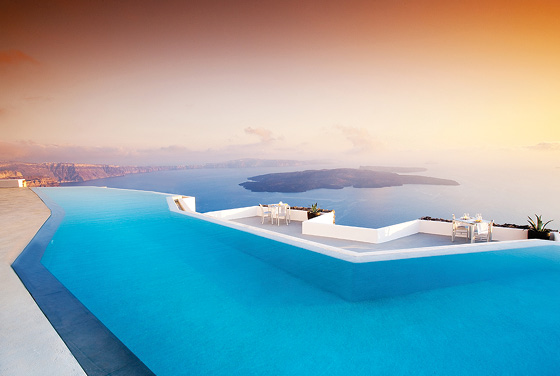 The infinity pool of the Grace Santorini in Greece