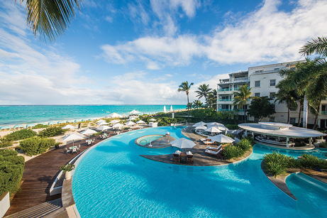 The Palms swimming pool overlooking white sands beaches