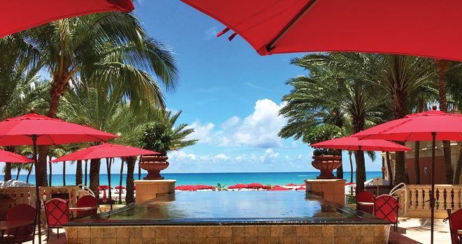 Acqualina Resort and Spa fountain and ocean view