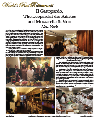 Best Restaurants - Il Gattopardo, The Leopard at des Artistes 
and Mozzarella & Vino