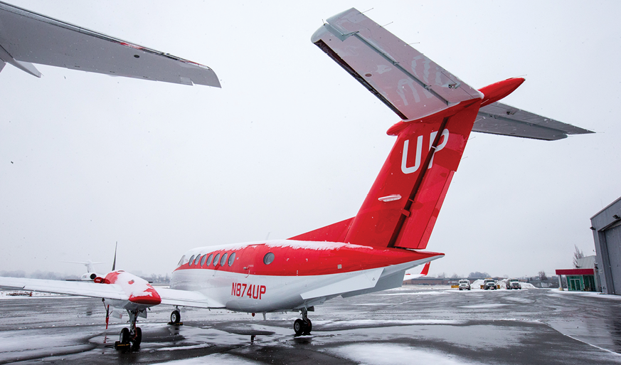 Wheels Up Cares Red Plane in honor of the American Heart Association and Simon’s Heart