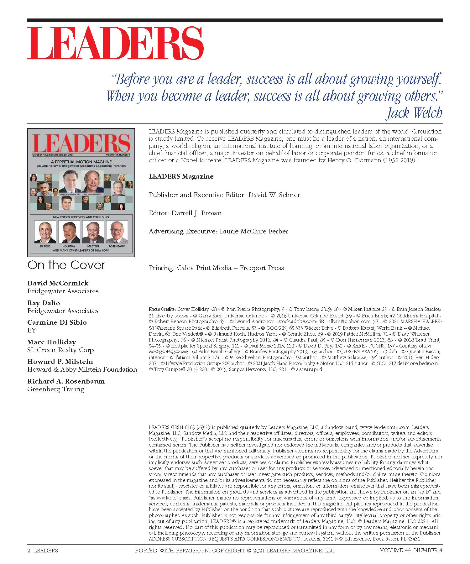 LEADERS Masthead