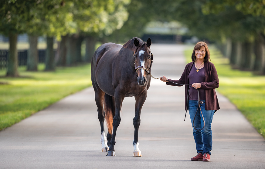 Barbara Banke with one of her Thoroughbred horses