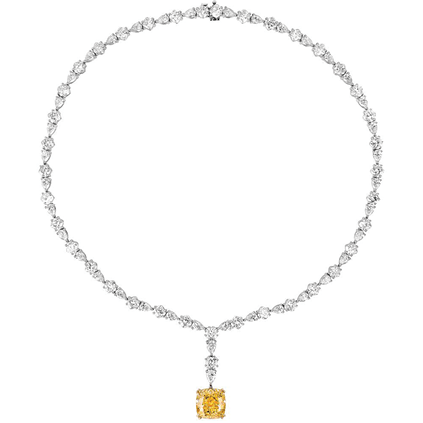 >Avi & Co. fancy yellow cushion drop diamond necklace