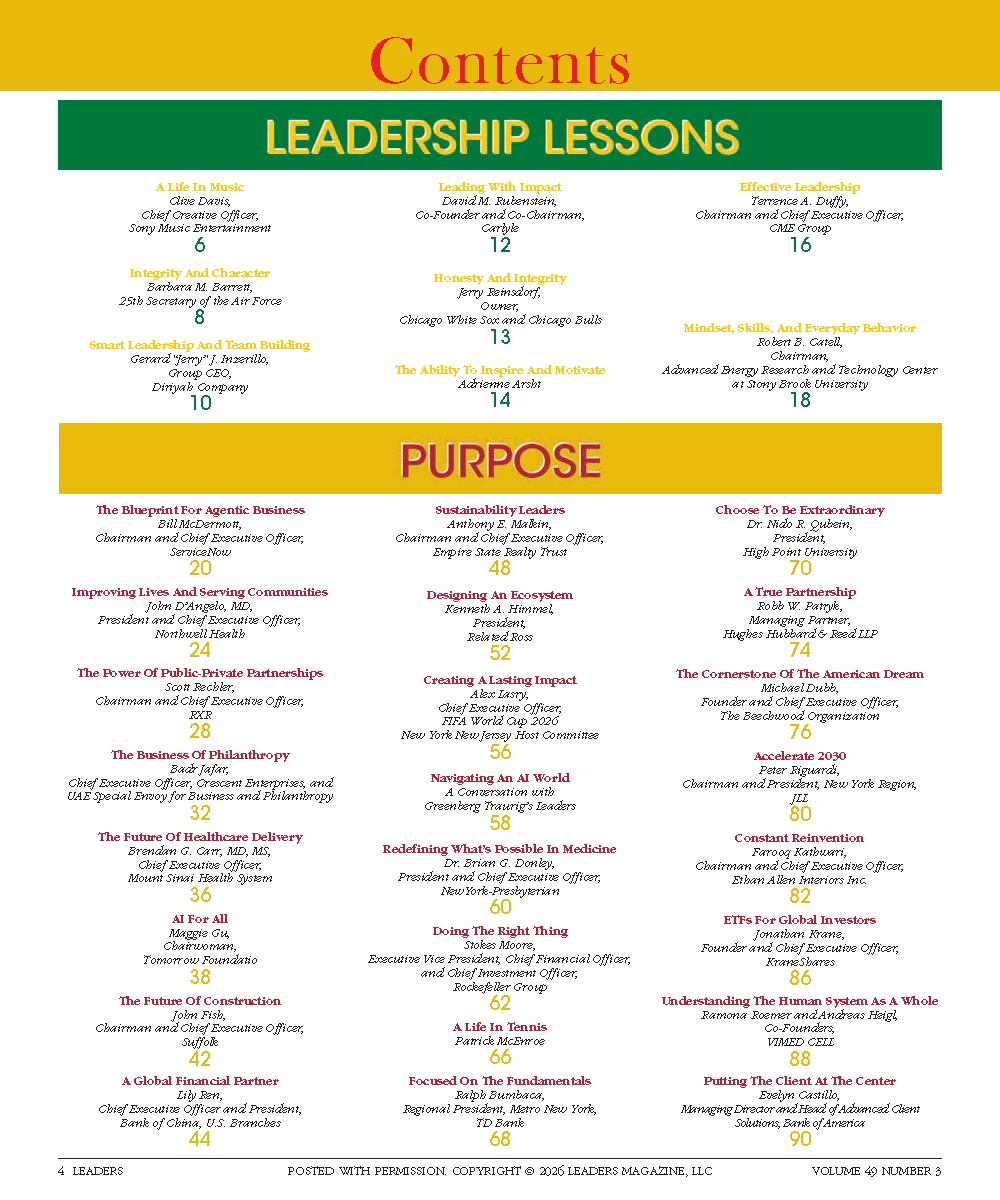 LEADERS Contents