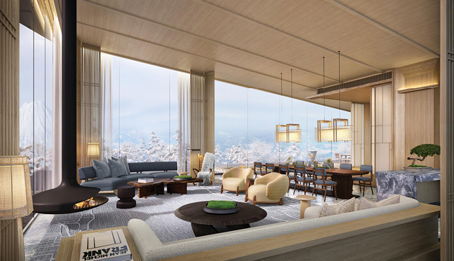Park Hyatt Niseko Hanazono villa living room